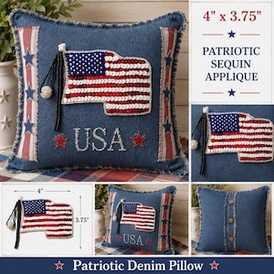 Vintage Amerikaanse vlag van de VS met kralen lovertjes opgenaaide appliqué patch 4 x 3,75 inch patriottische versiering voor jassen tassen kussens ambachten