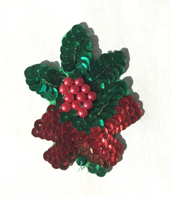 Lot of 2 Vintage 1980/'s Christmas Candles Beaded Applique Sew On Craft Patch