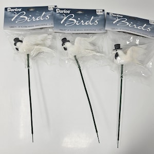 Darice 3インチ フライング ブライダル 鳩 カップル 人工鳥 花柄 ウェディング クラフト ヴィンテージ 3個セット