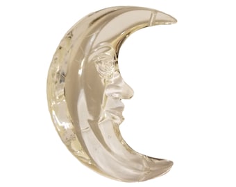 Pack of 4  Clear Crescent Moon Man in the Moon Crystal Chandelier Acrylic Pendant Beads Large 3&quot;