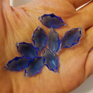透明ブルークリスタルアクリルプラスチックヒイラギの葉型20mm葉ファセット宝石サンキャッチャービーズ50個パック