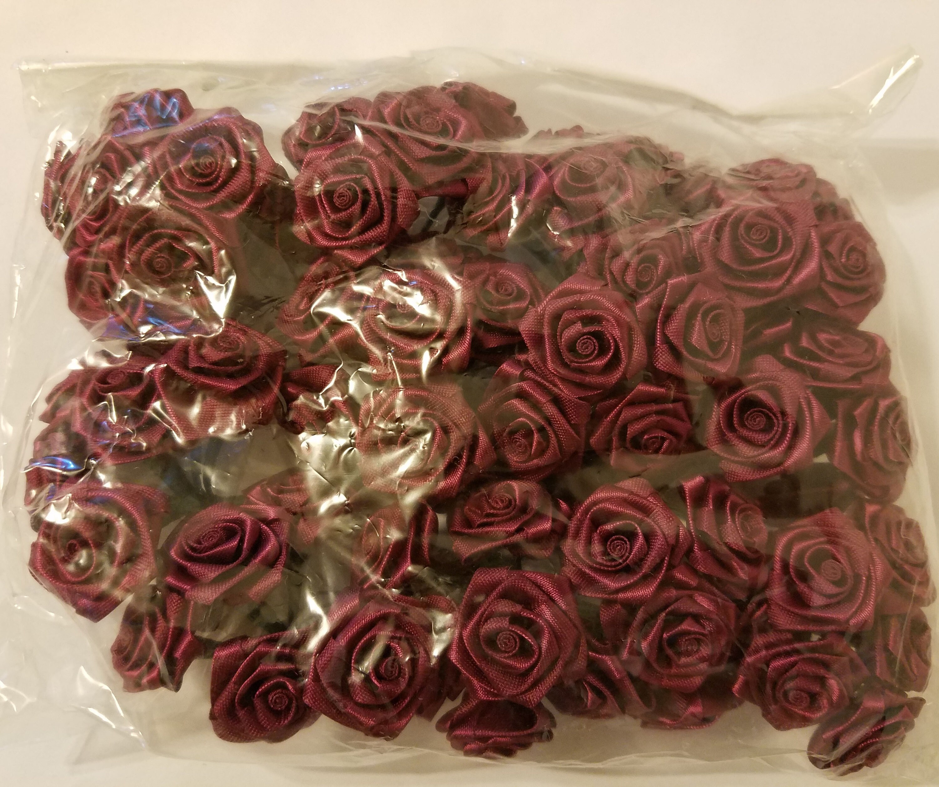 1 Inch Ribbon Roses 72 Pcs 25mm 1 1 Inch Burgundy or Pink Satin Ribbon Roses | Etsy