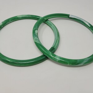 Asas redondas de plástico vintage de 5" para bolsos Light Green Marble