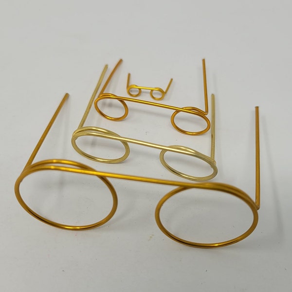 Assorted Sizes Vintage Zim's Miniature Gold Brass Metal Wire Rim Eyeglasses Glasses for Craft Doll or Santa Claus
