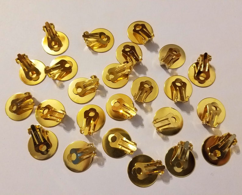 12 Pair Gold Brass Clip on Earring Backs Backings 18mm Flat Etsy
