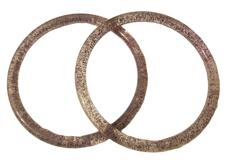 Asas redondas de plástico vintage de 5" para bolsos Purple Glitter