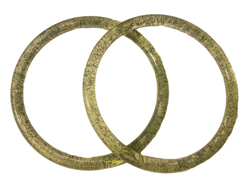 Asas redondas de plástico vintage de 5" para bolsos Green Glitter