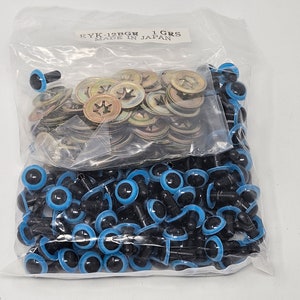 Bulk Pack Zim&#39;s Vintage Brown or Blue Koala Bear Eyes Plastic Safety Eyes for Craft Doll, Amigurumi Toy, or Puppet Making, Assorted Sizes