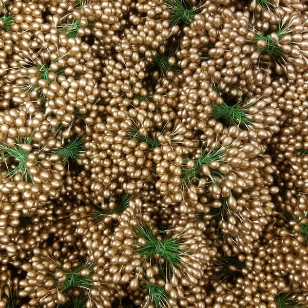 72 pcs Vintage Double Ended Gold Berries Wire Stems Stamen Peps Christmas Crafts Millinery