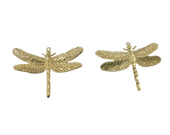 20 pcs Gold Metal Filigree Dragonfly Charms Jewelry Findings Craft Accents Embellissements
