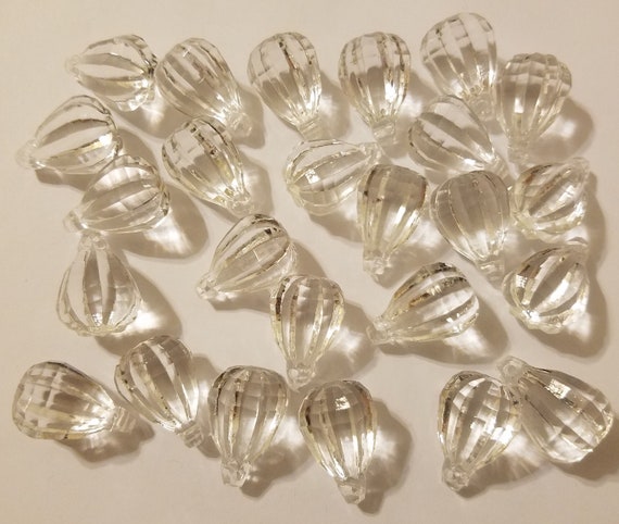 Pack of 50 Clear Acrylic Facetted Oval Bracelet Necklace Jewellery Making Beads