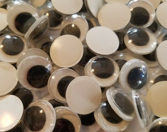 288 occhietti mobili neri da 15 mm, rotondi, ideali per artigianato, bambole e marionette.