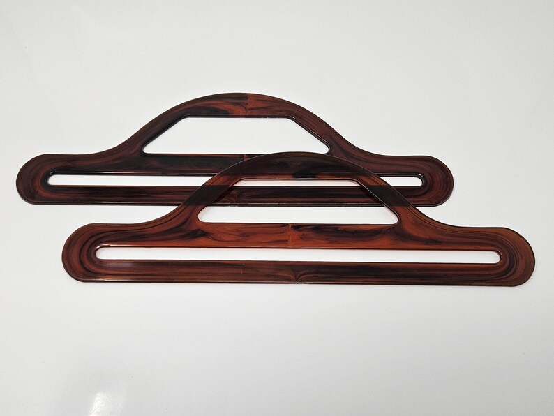 Alças de plástico vintage Tropicana para bolsas de pulso, ideais para macramê ou crochê. Translucent Brown