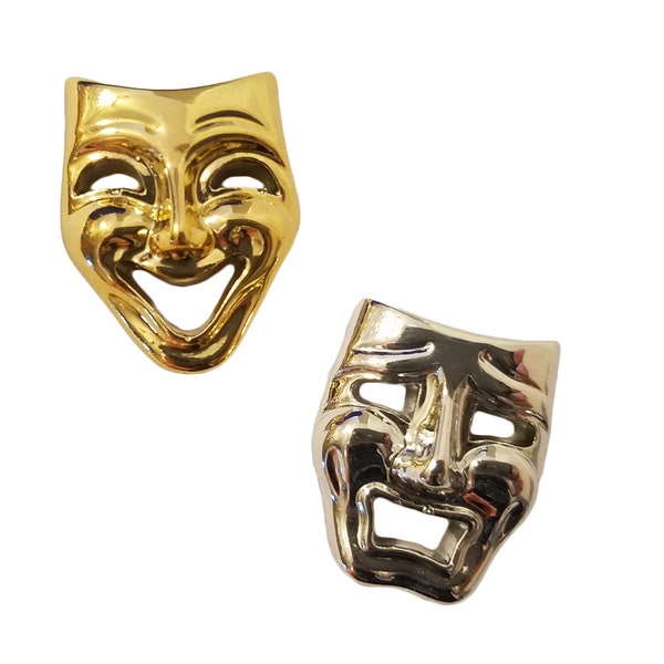 1" Comedy Tragedy Masks Drama Theater Mardi Gras Craft Charms Cabochons Embellishments