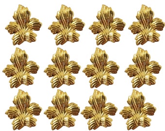 12 pcs Vintage Gold Tone Metal Dimensional Leaf Stampings Leaves Jewelry Charms Accents Embellishments Findings