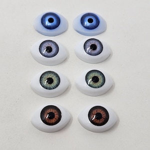 5 Pair of Zim&#39;s Vintage 7mm Iris Oval Realistic Blue, Green or Brown Plastic Human Dolly Eyes for Craft Doll, Puppet, or Toy