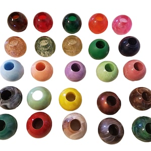 Lot de 20 Marbella Rond Plastique Acrylique Macrame Grandes Perles Artisanales 1-1/4 « 30mm