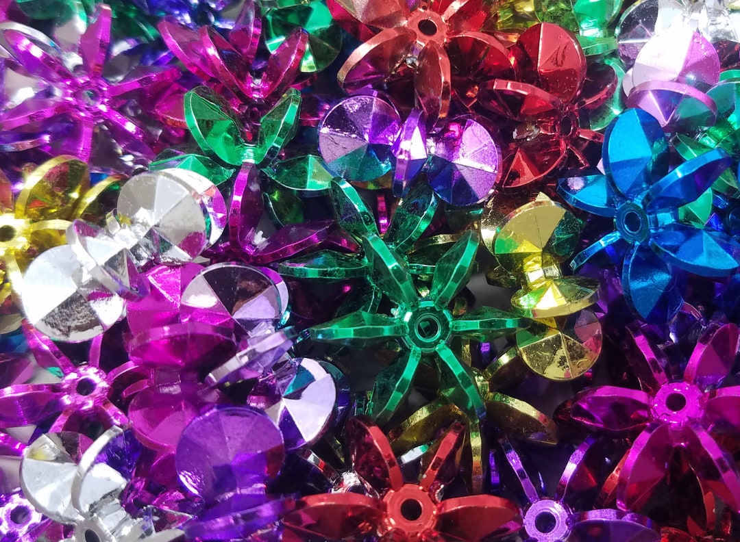 100 Pcs Large 25mm Metallic Starflake Beads - Vintage Sunburst