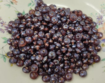 Pack of 200 Vintage Iridescent AB Purple Glass Beads 8mm Round Saucer Spacer for Jewelry Crafts