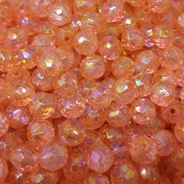 500 Pcs Cristal Translucide Facettes 8mm Ronde En Plastique Acrylique Perles Artisanales
