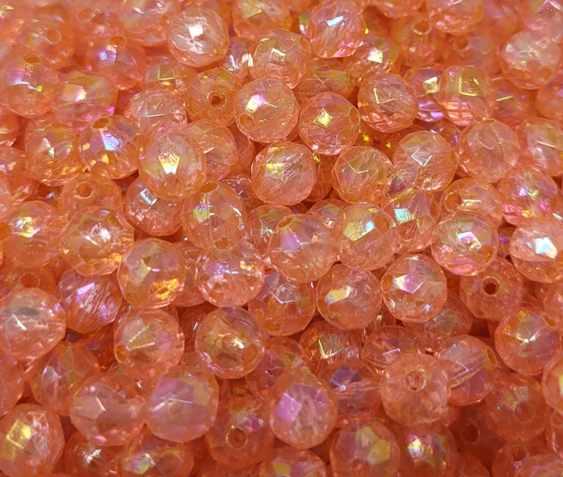 500 Pcs Cristal Translucide Facettes 8mm Ronde En Plastique Acrylique Perles Artisanales image 1