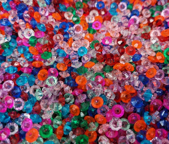 2000 pcs 6mm Faceted Rondelle Spacer Beads - Vintage Transparent Plastic Beads for Jewelry Making & Crafts