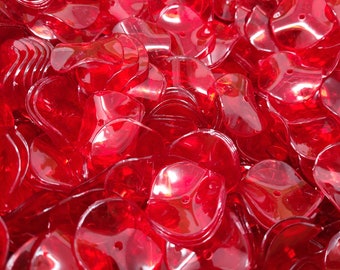 Pack of 25 Vintage Translucent Red Plastic Lucite Wavy Disc Saucer Petal 32mm Large Craft Beads