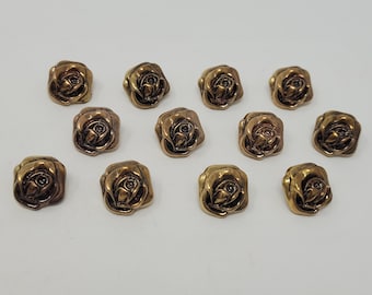 12 Stück antikes Gold Rosenkopf Blume geformte geformte Kunststoff Knöpfe Vintage nähen