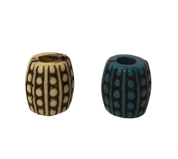 100 pcs Corrugated Dotted Pattern Plastic Craft Jewelry Beads 10mm Barrel