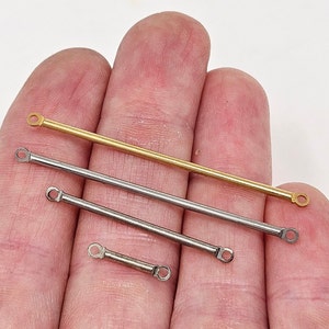 Vintage Gold Brass or Silver Tone Metal Bar Links Spacer Rod Stick Connectors with 2 Holes for Jewelry Crafts, Assorted Sizes