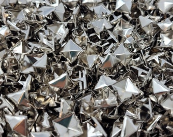 100 pcs Silver Tone Metal 9mm Square Pyramid Domed Decorative Metal Studs Nailheads for Crafts