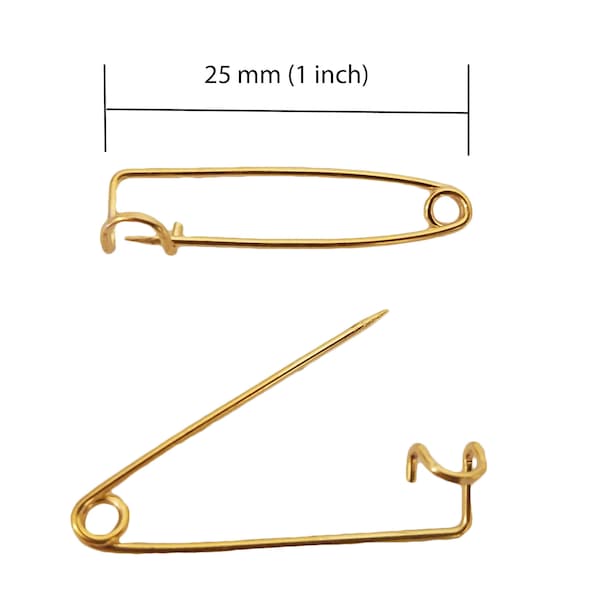 100 pcs Gold Brass Kilt Pins Brooch Badge Safety Pin Backs 25mm 1" Blanks Findings