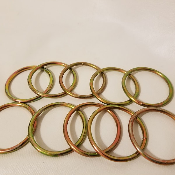 Lot of 10 Gold Metal Brass Macrame Plant Hanger Craft Rings 1-3/4" 1.75 Inch Diameter