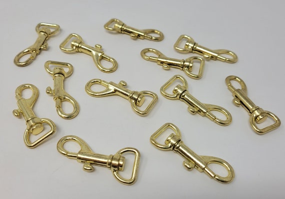 Lot of 12 Gold Brass Finish Metal Snap Hooks Swivel Eye Bolt Type
