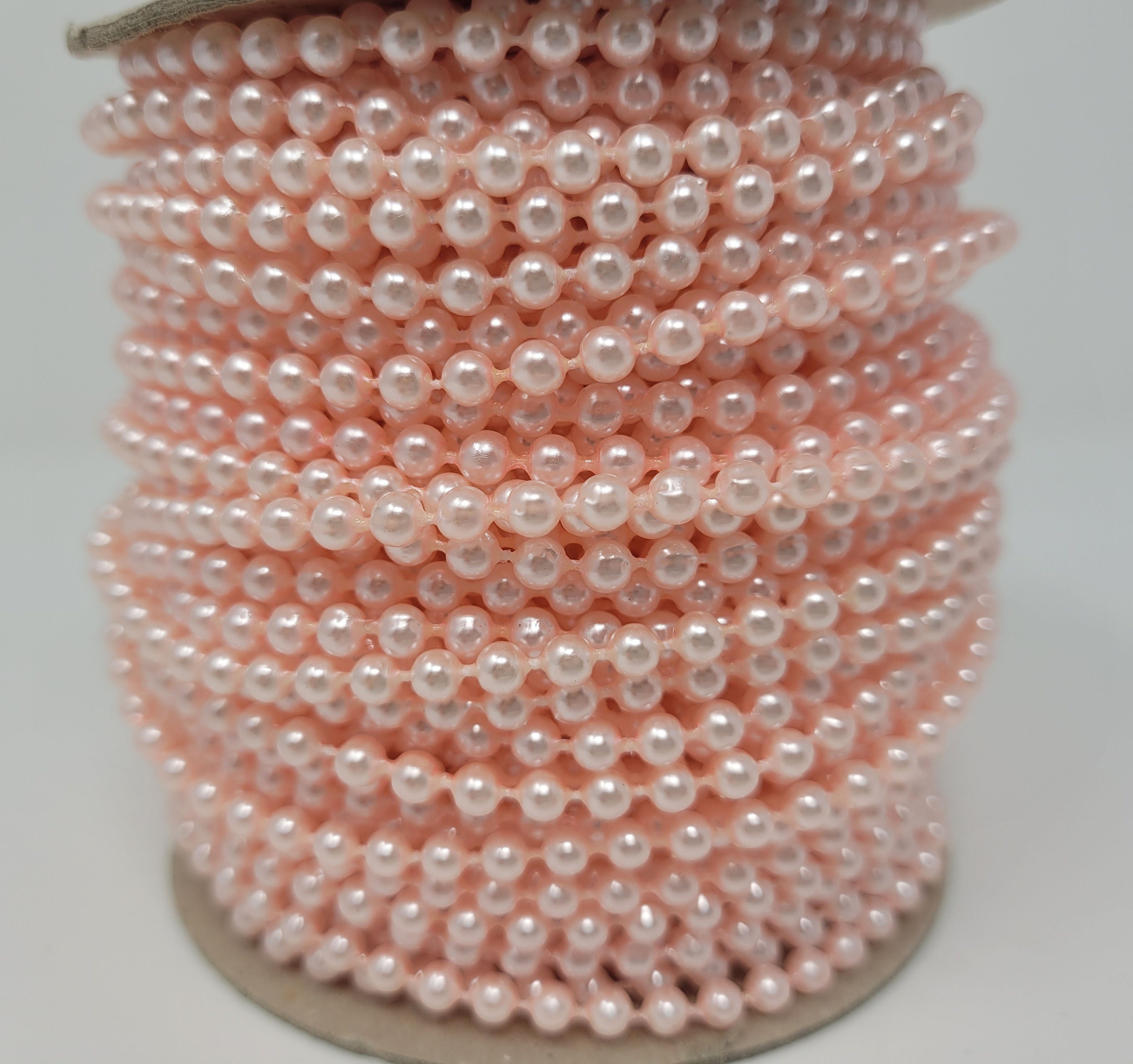 Bulk Spool Pink 4mm Fused Pearls Round 