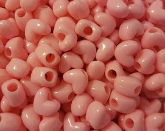 500 cuentas de plástico con forma de corazón - 9 x 12 mm, ideales para pulseras de la amistad, Kandi, San Valentín y manualidades infantiles. Elige el color.