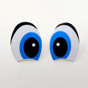 3 pares de olhos de segurança de plástico Zim's Vintage de 36 mm, azul, com desenho animado, para artesanato de bonecas, brinquedos amigurumi ou fantoches