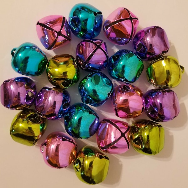 Lot of 20 Shiny Metal Jingle Bells for Christmas Crafts Large 30mm Multiple Color Options: Green, Silver, Gold, Pink, or Lime Green