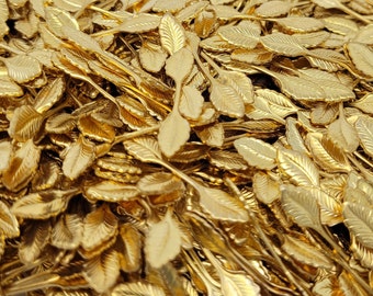 50 pcs Vintage Gold Tone Metal Helicopter Leaf Jewelry Findings Leaves Craft Accent Charms Embellishments