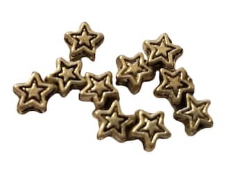 50 pcs Tiny Star Shaped Silver Pewter Metal Beads Charms for Crafts Jewelry