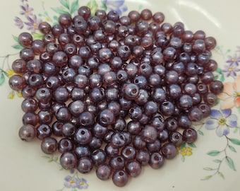 Pack of 200 Vintage Iridescent AB Purple Glass Beads 7mm Round for Jewelry Crafts