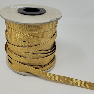 Vintage Bulk Spool Metallic Gold or Silver 9mm 3/8&quot; Textured Ribbon Craft Trim 110 YDS