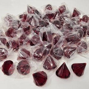 Bulk Pack of 50 Garnet Red or Clear Diamond 40mm Crystal Chandelier Gemstone Teardrop Acrylic Pendant Beads