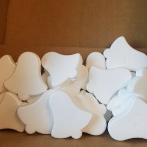 Lot of 25 Styrofoam Polystyrene Dylite Flat Bells Shapes Forms for Kids Crafts Christmas