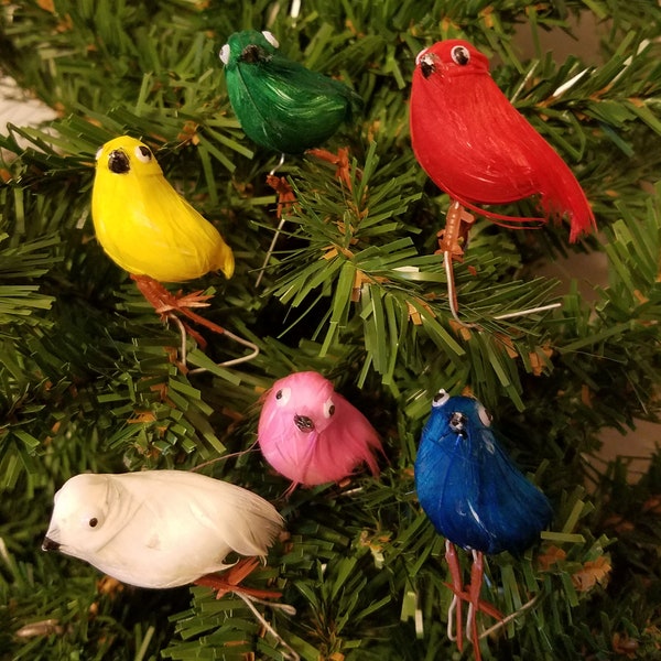 Pack of 12 Small 1-1/2" Artificial Multi-Color Stuffed Birds for Floral Crafts