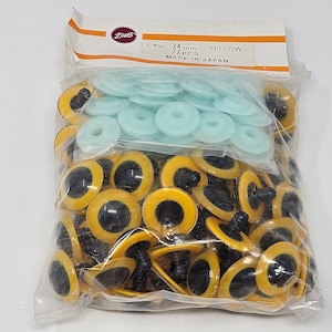 Bulk Pack Zim&#39;s Vintage Yellow Owl Eyes Plastic Safety Eyes for Craft Doll, Amigurumi Toy, or Puppet Making, Assorted Sizes