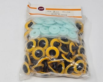 Paquete a granel de ojos de búho amarillos vintage de Zim, ojos de seguridad de plástico para manualidades, muñecas, amigurumis y juguetes de ganchillo, tamaños surtidos.