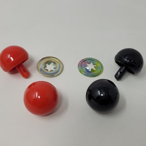 Vintage Zim&#39;s Ball Type 25mm Round Domed Plastic Clown Animal Nose with Washer for Craft Crochet Dolls, Puppets, Toys