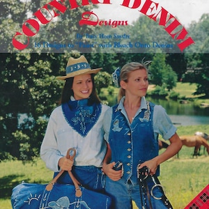 Bleached Country Denim Designs VTG 90&#39;s Clothing Fabric Painting Dyeing Patterns Craft Book