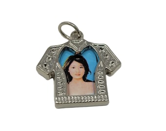 10 pcs T-Shirt Shaped Portrait Image Photo Frame Silver Metal Craft Jewelry Charms